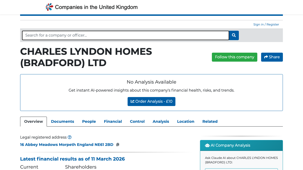 CHARLES LYNDON HOMES (BRADFORD) LTD website preview