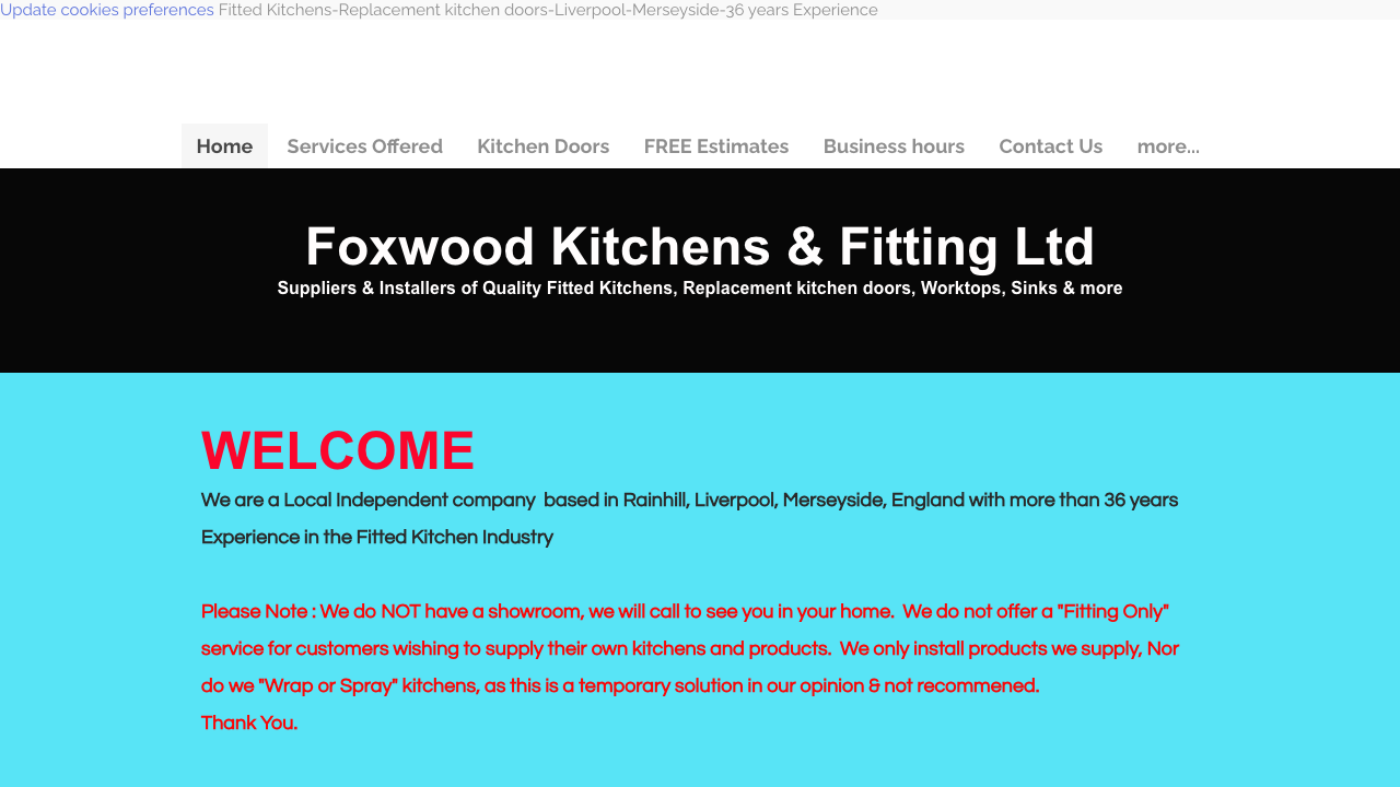 FOXWOOD KITCHENS & FITTING LTD website preview