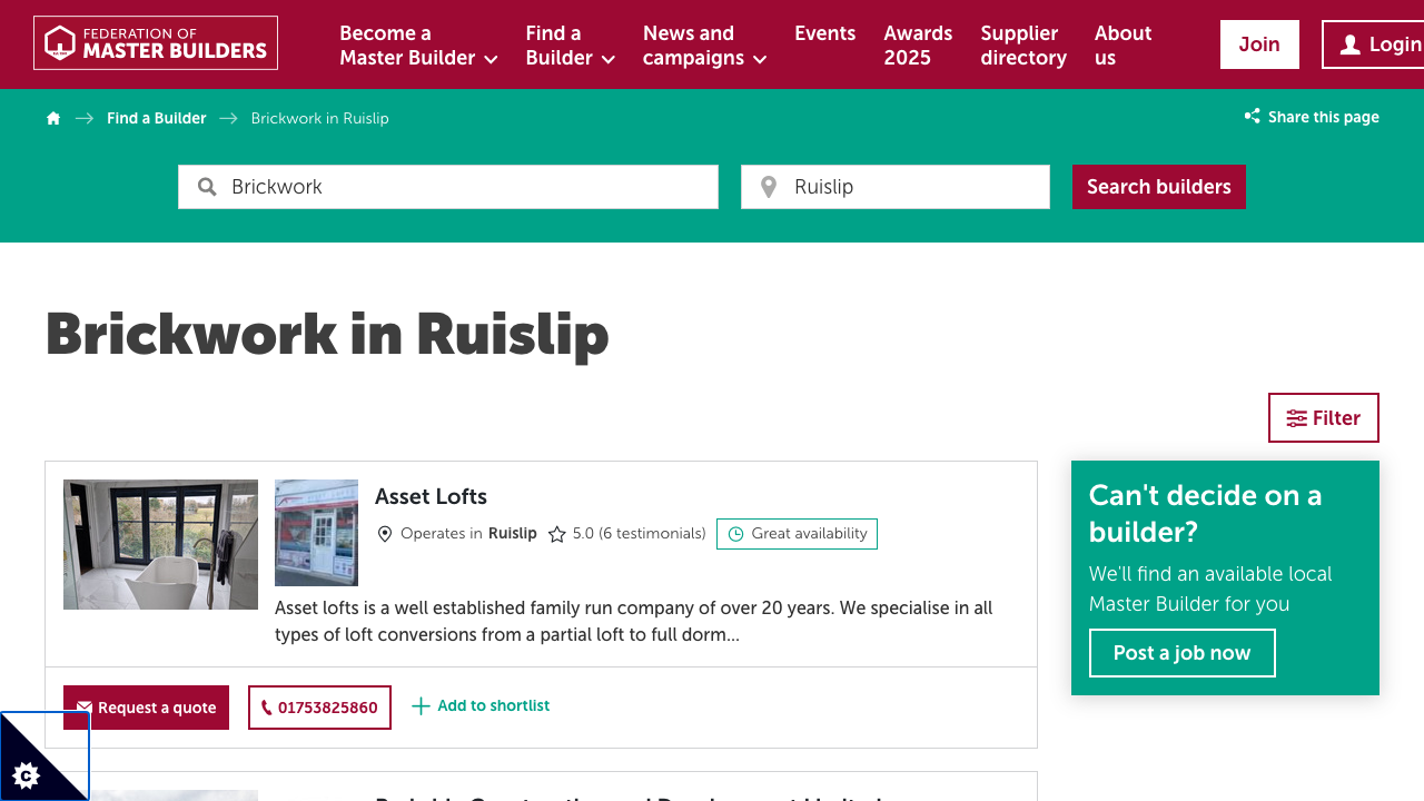 BRICKMASTER CREATIONS LTD website preview