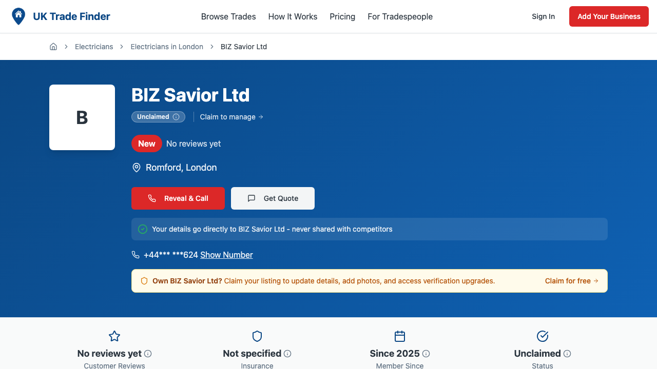 BIZ SAVIOR LIMITED website preview