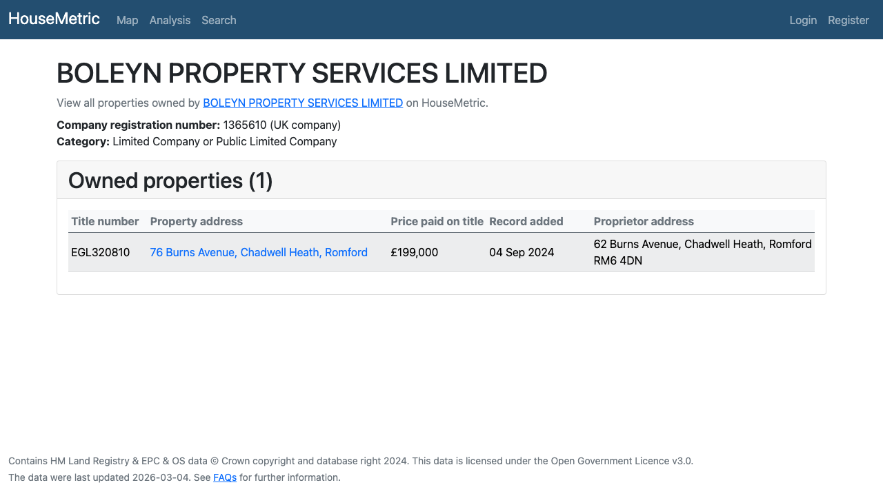 BOLEYN PROPERTY SERVICES LIMITED website preview