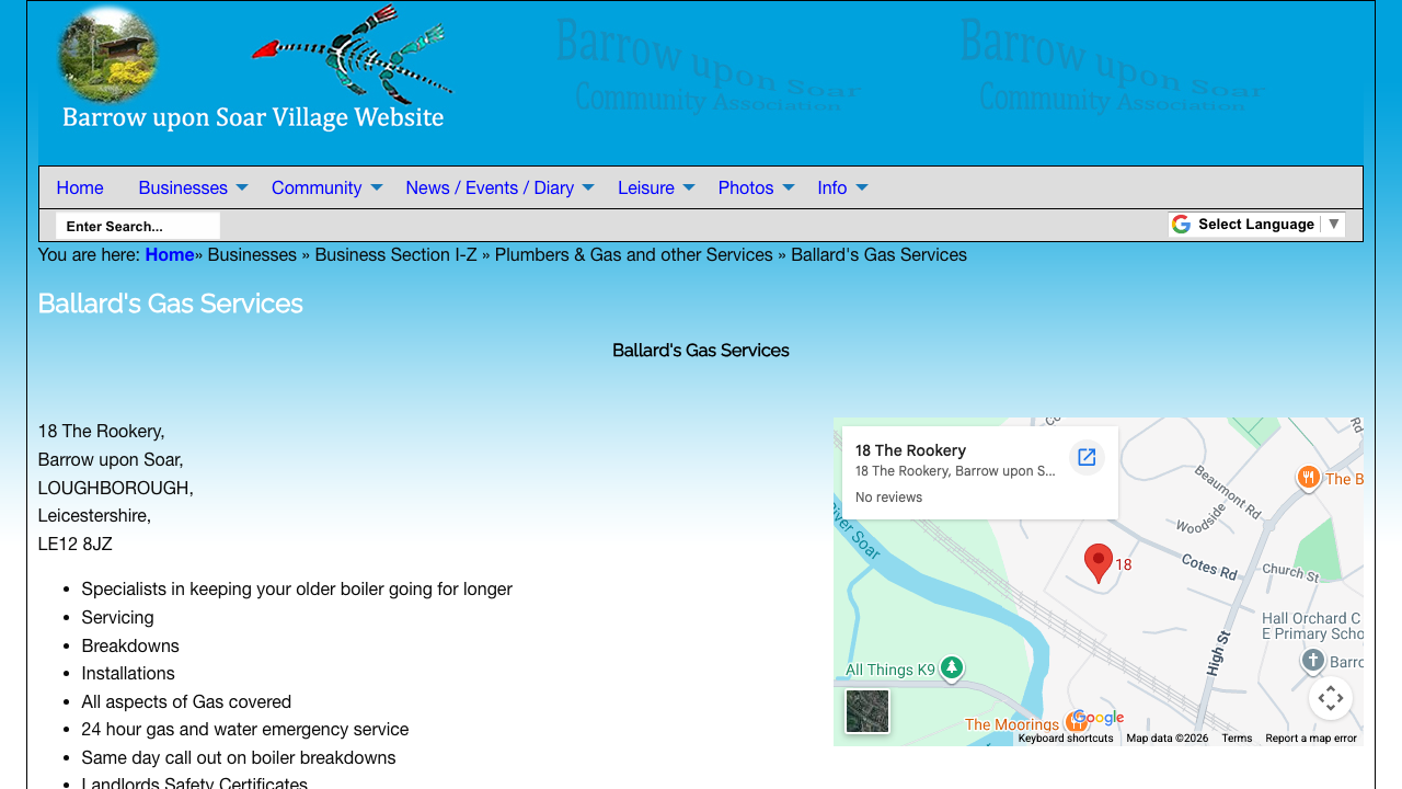 BALLARD'S GAS SERVICES LTD website preview