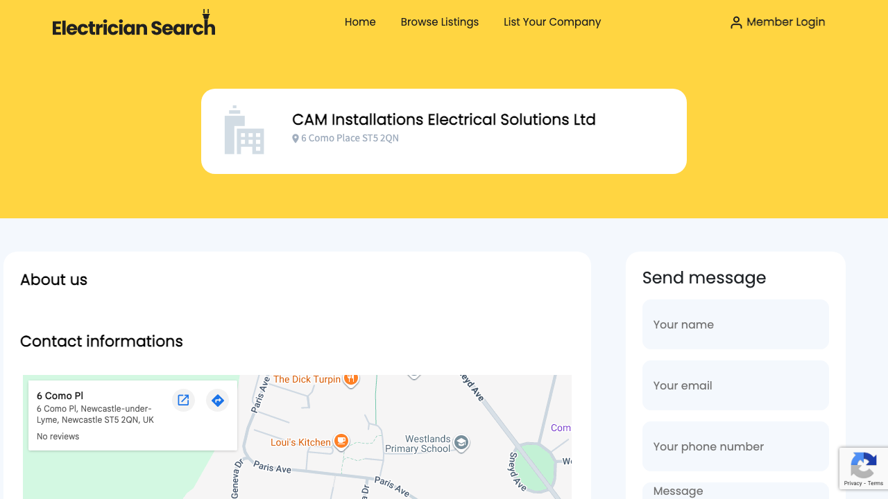 CAM INSTALLATIONS ELECTRICAL SOLUTIONS LIMITED website preview