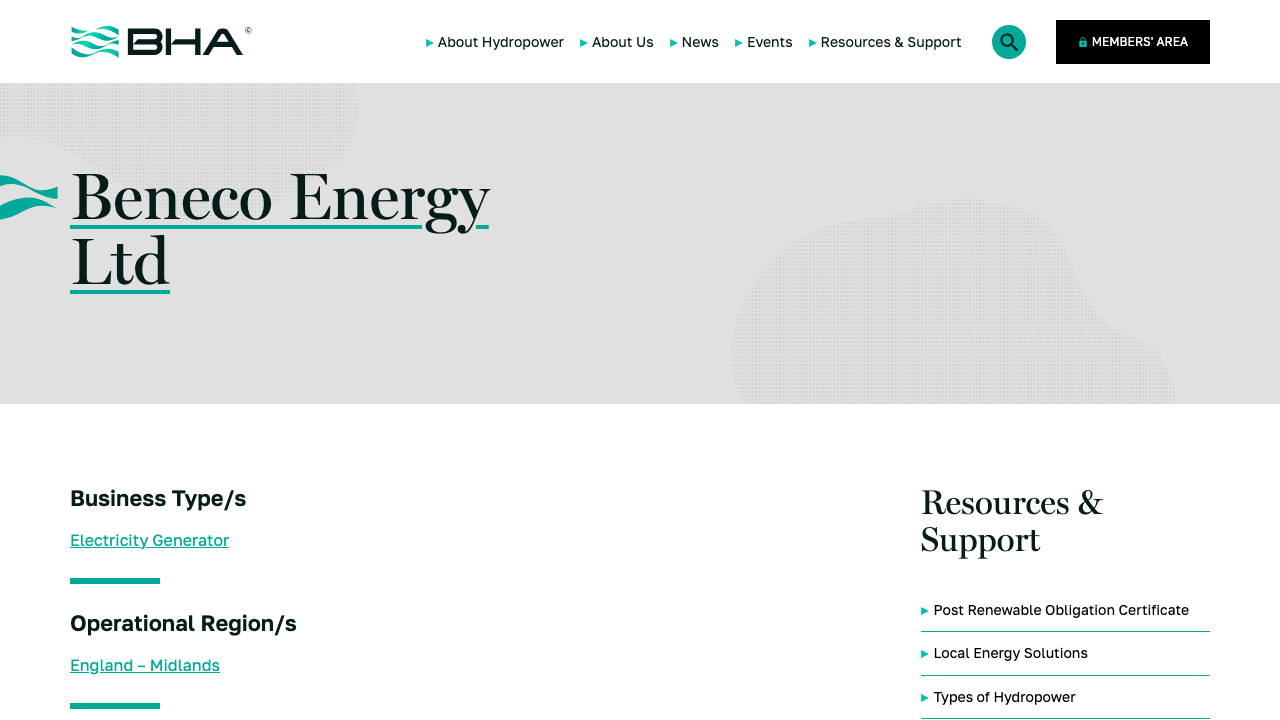 BENECO ENERGY LIMITED website preview