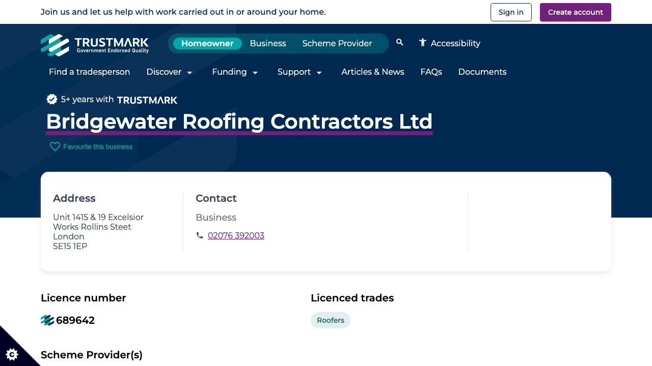 BRIDGEWATER ROOFING CONTRACTORS LIMITED website preview