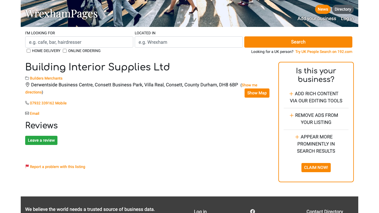 BUILDING INTERIOR SUPPLIES LIMITED website preview