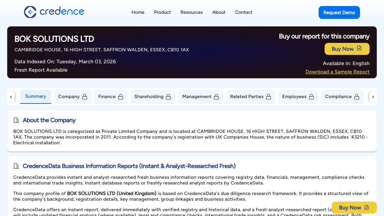 BOK SOLUTIONS LTD website preview