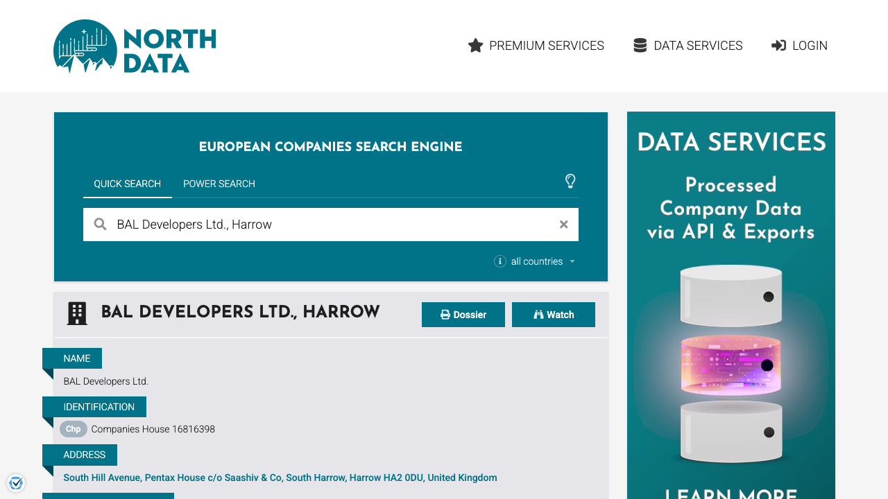 BAL DEVELOPERS LIMITED website preview
