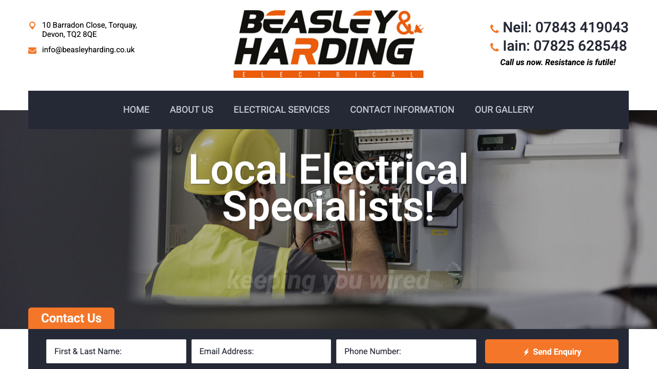 BEASLEY & HARDING ELECTRICAL LTD website preview