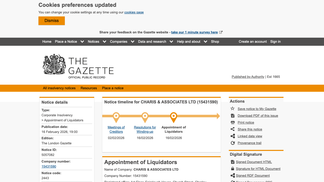 CHARIS & ASSOCIATES LTD website preview