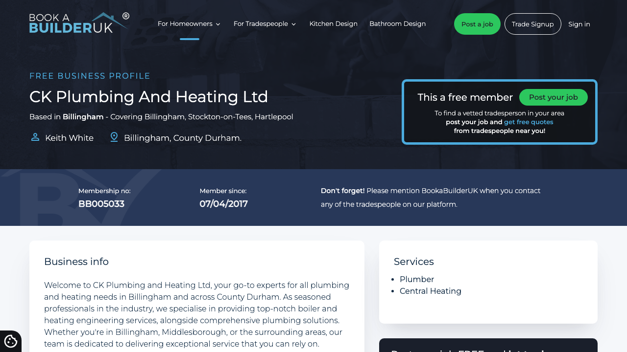 C&K PLUMBING&BATHROOMS. LTD website preview