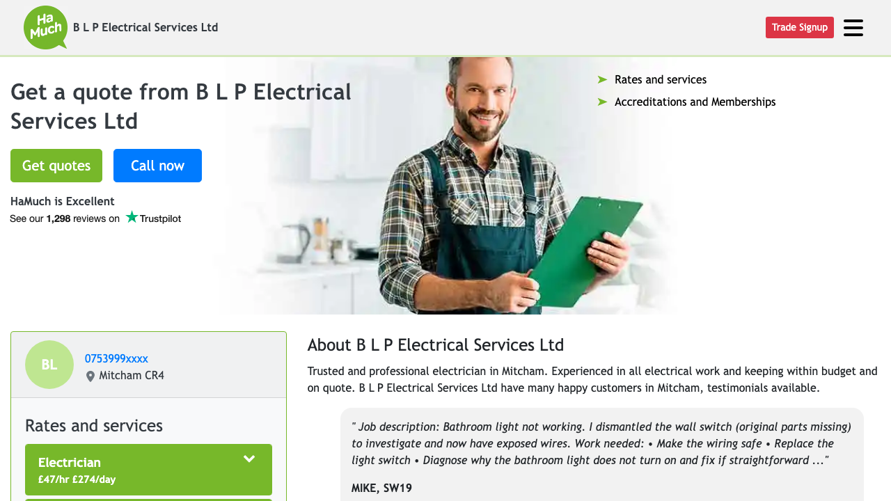 BLP ELECTRICAL SERVICES LTD website preview