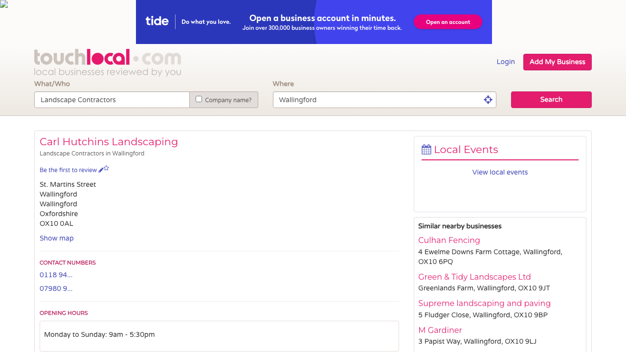 CARL HUTCHINS LANDSCAPES LIMITED website preview