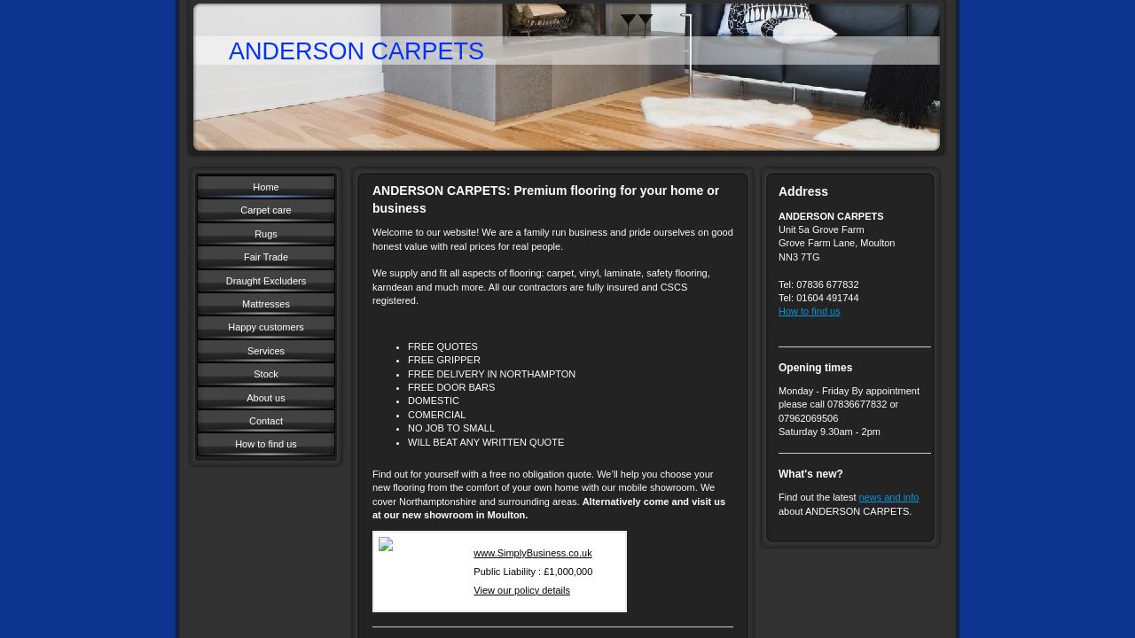 ANDERSON CARPETS & HOME LIMITED website preview