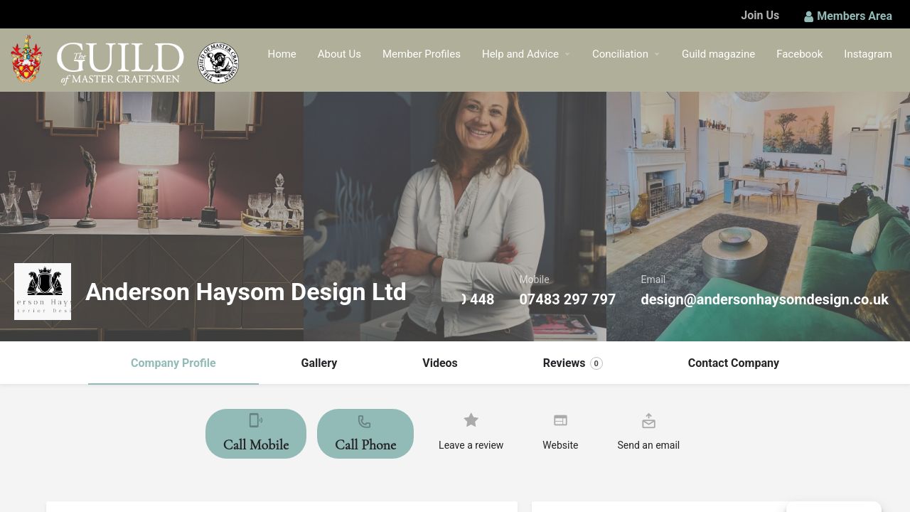 ANDERSON HAYSOM DESIGN LTD website preview