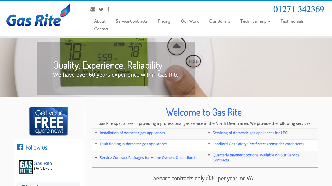 GAS RITE (NORTH DEVON) LTD website preview