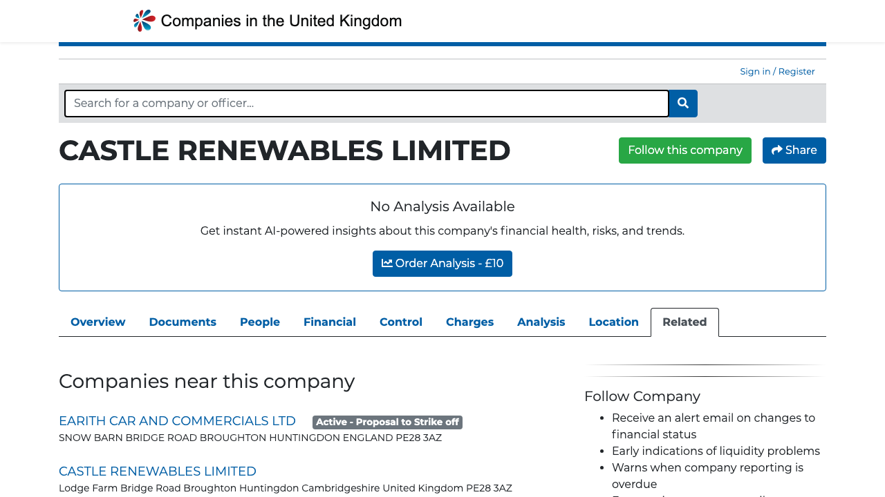 CASTLE RENEWABLES LIMITED website preview