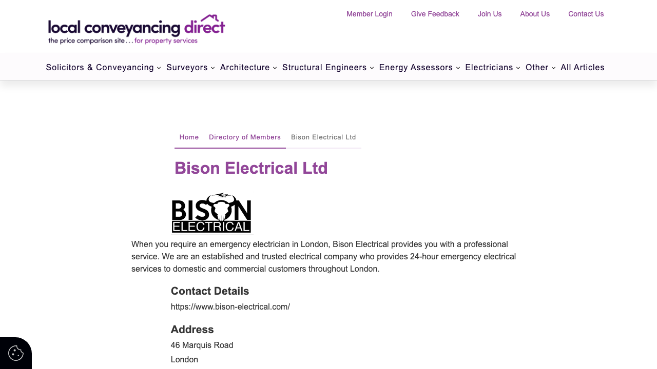 BISSON ELECTRICAL SERVICES LTD website preview