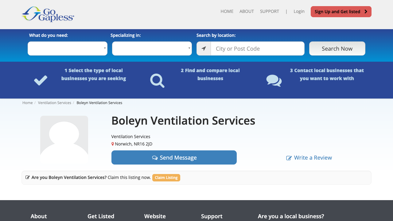 BOLEYN VENTILATION SERVICES LTD website preview