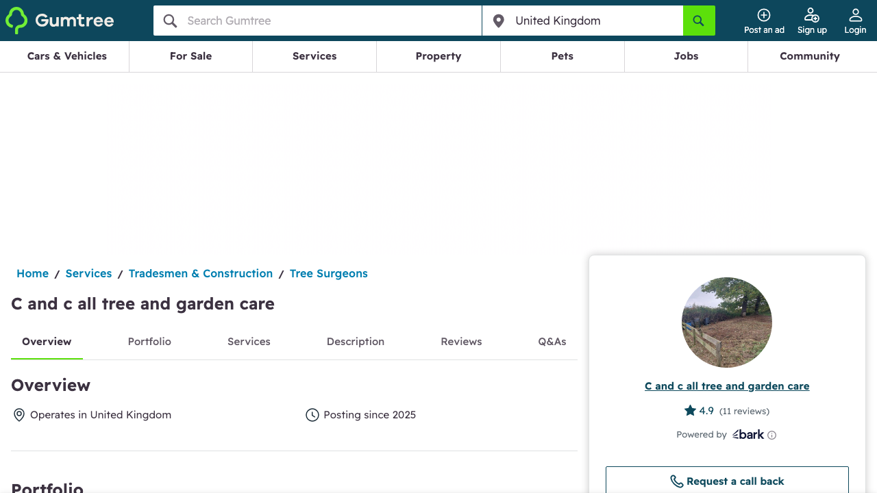 C & C ALL TREE & GARDEN CARE LTD website preview
