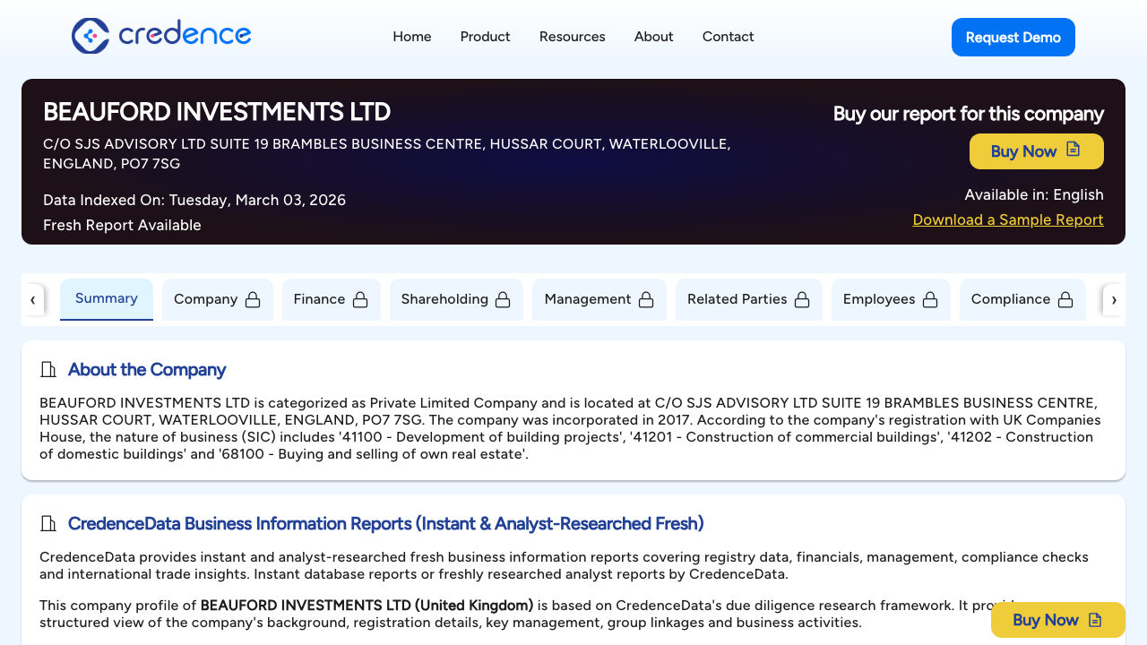 BEAUFORD INVESTMENTS LTD website preview