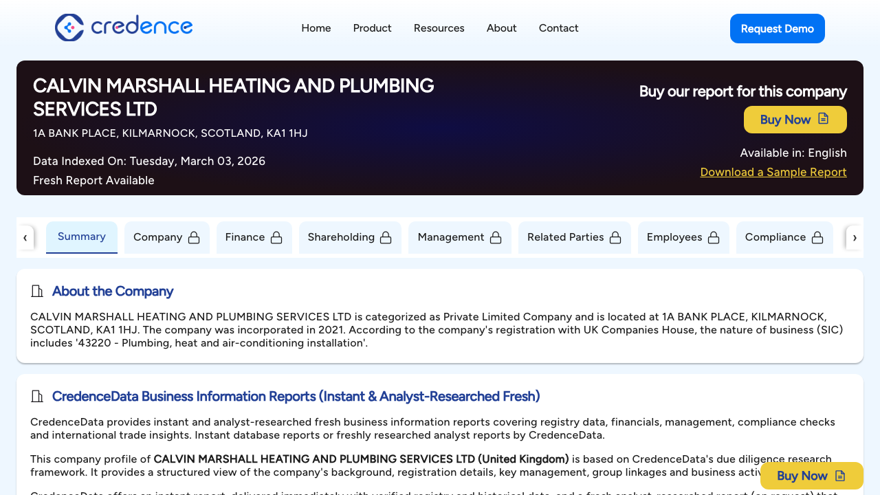 CALVIN MARSHALL HEATING AND PLUMBING SERVICES LTD website preview