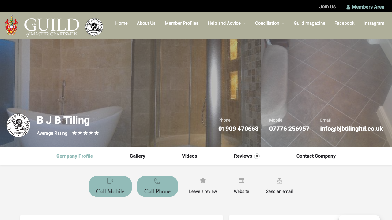 BJB TILING LIMITED website preview
