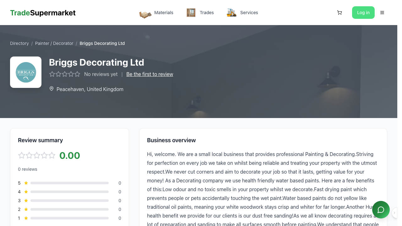 BRIGGS DECORATING LTD website preview