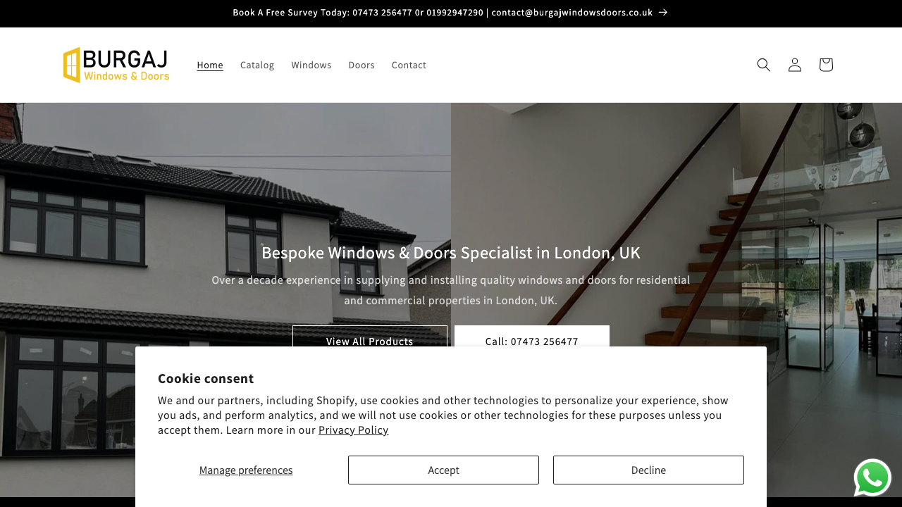 BURGAJ WINDOWS DOORS SUPPLIES LTD website preview