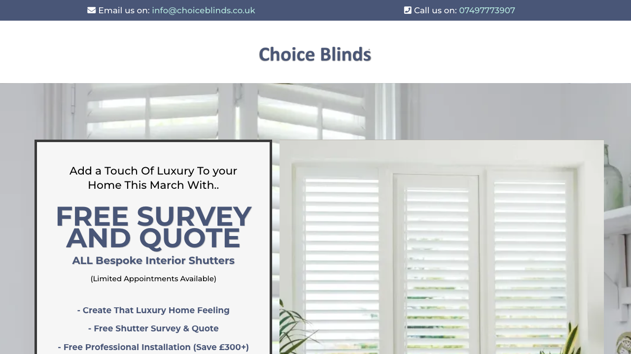 CHOICE SHUTTERS LTD website preview