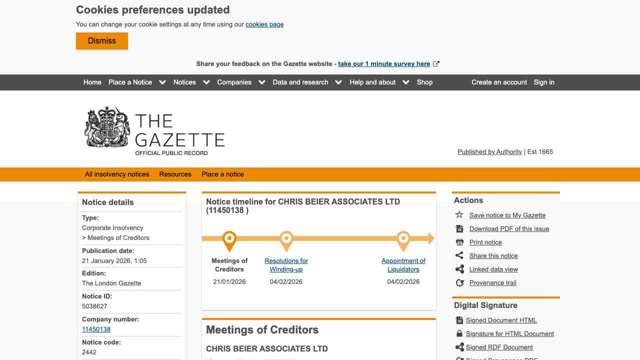 CHRIS BEIER ASSOCIATES LTD website preview