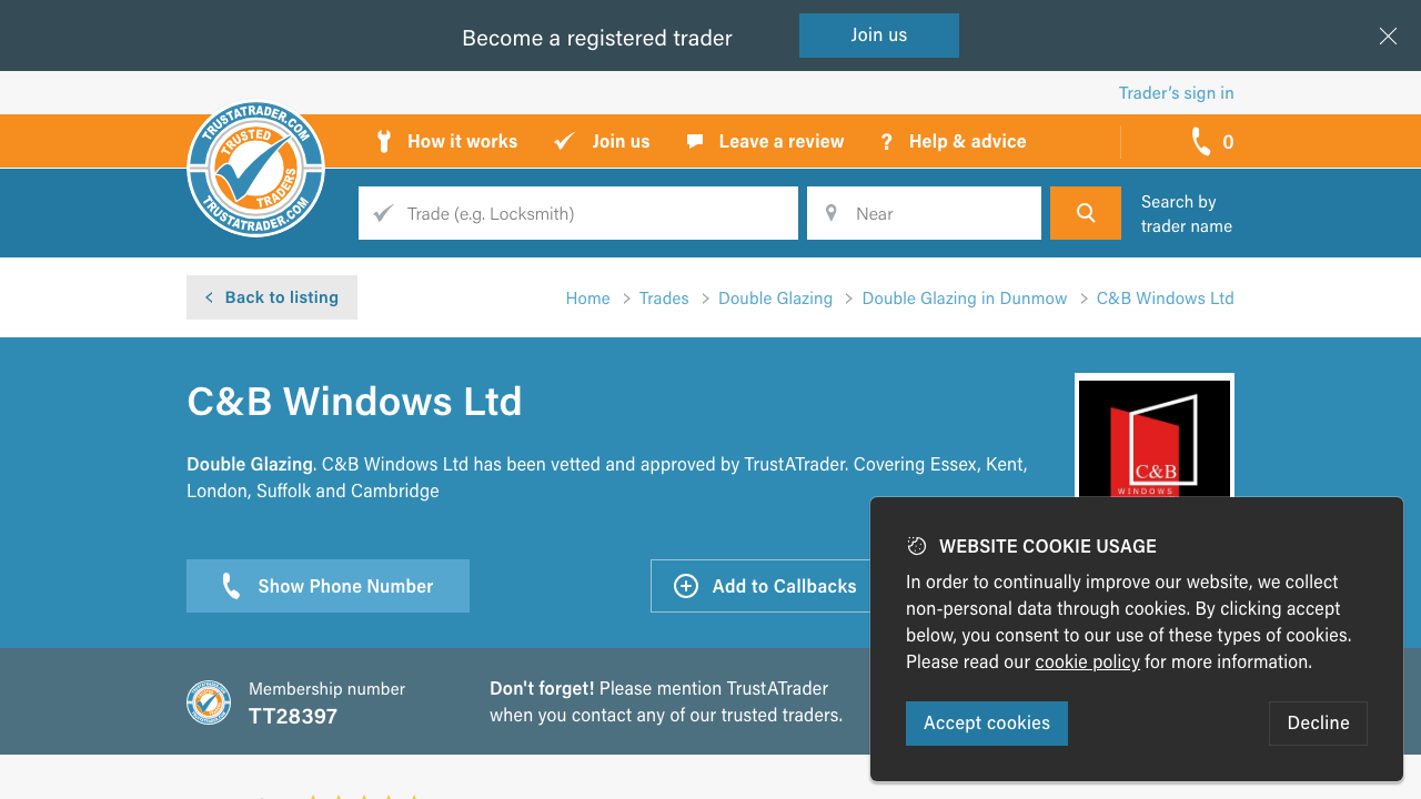 C&B WINDOWS LTD website preview