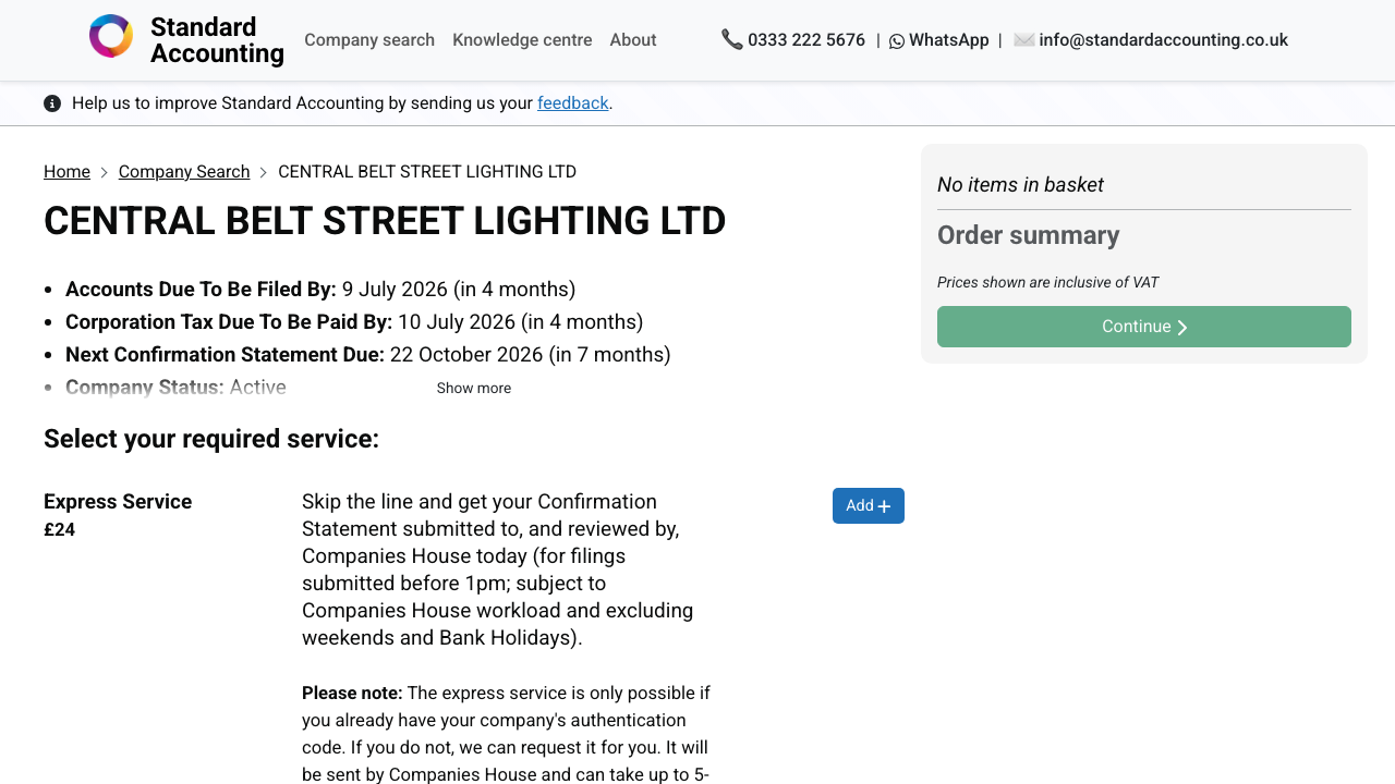 CENTRAL BELT STREET LIGHTING LTD website preview