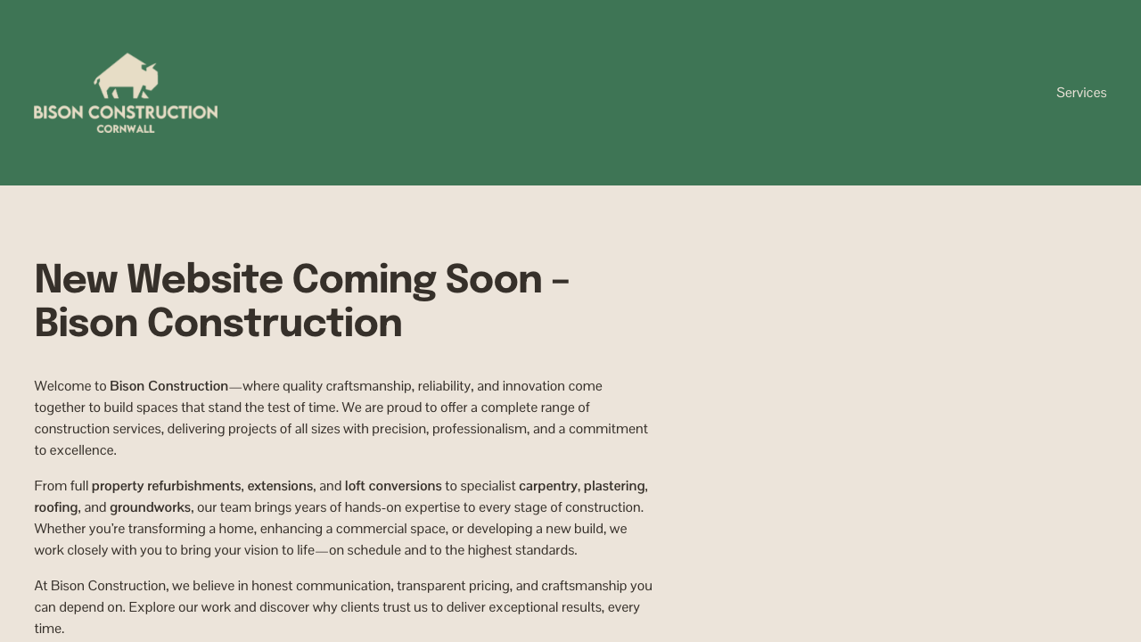 BISON CONSTRUCTION CORNWALL LTD website preview