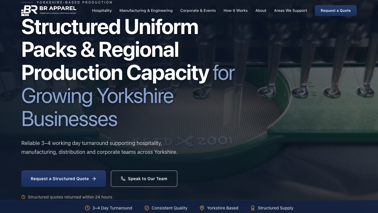 BR APPAREL LTD website preview