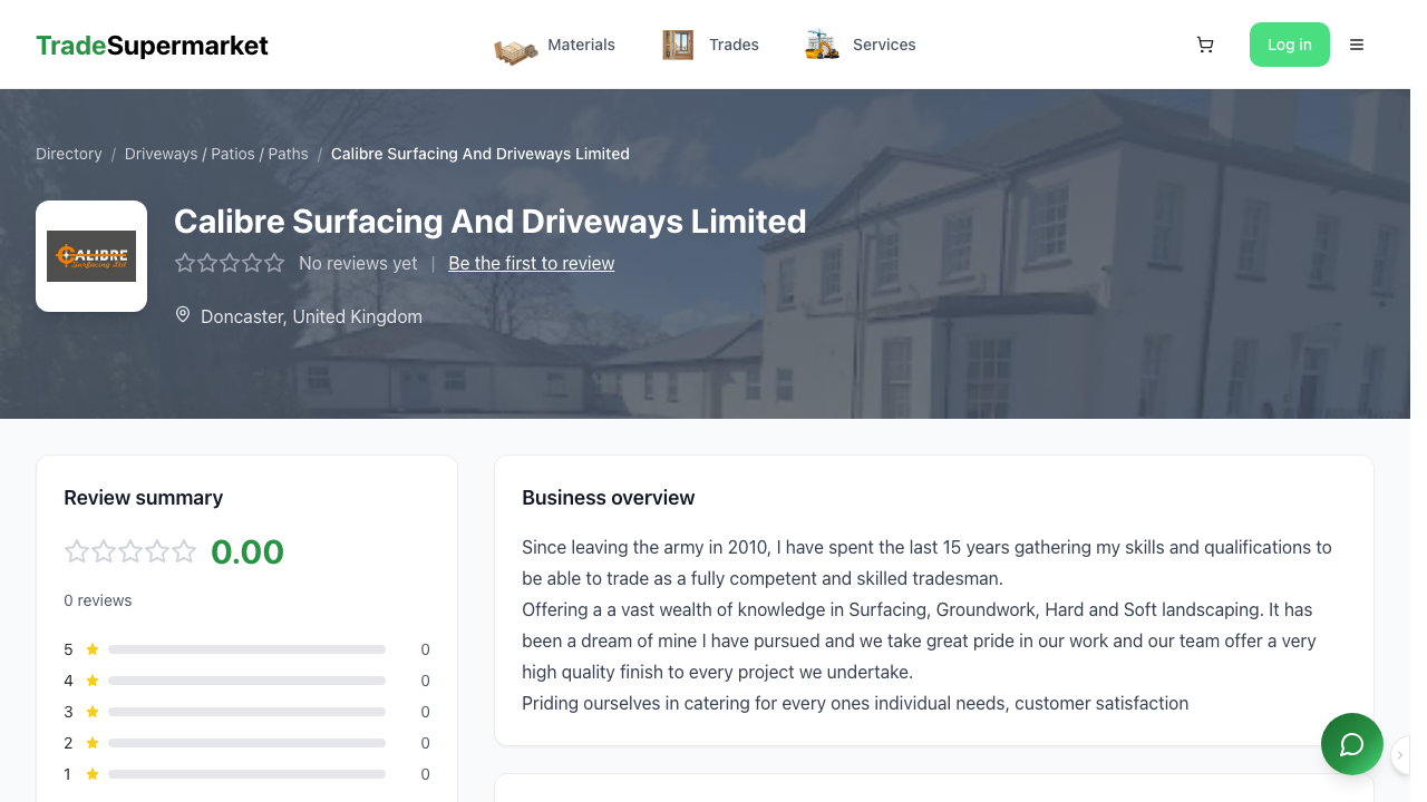 CALIBRE SURFACING AND DRIVEWAYS LIMITED website preview