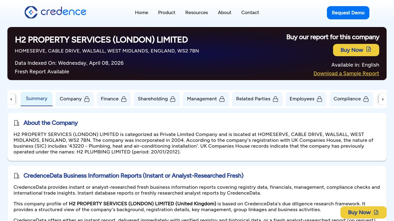 H2 PROPERTY SERVICES (LONDON) LIMITED website preview