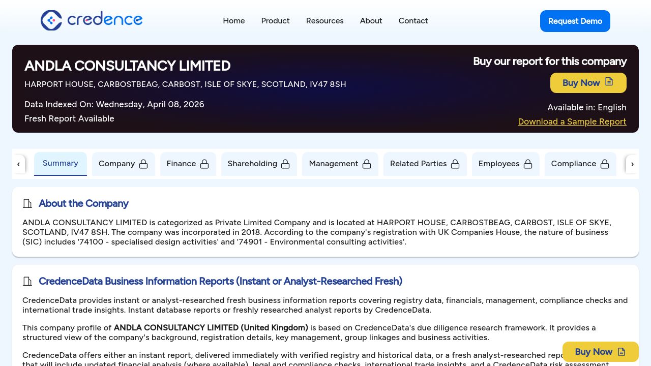 ANDLA CONSULTANCY LIMITED website preview