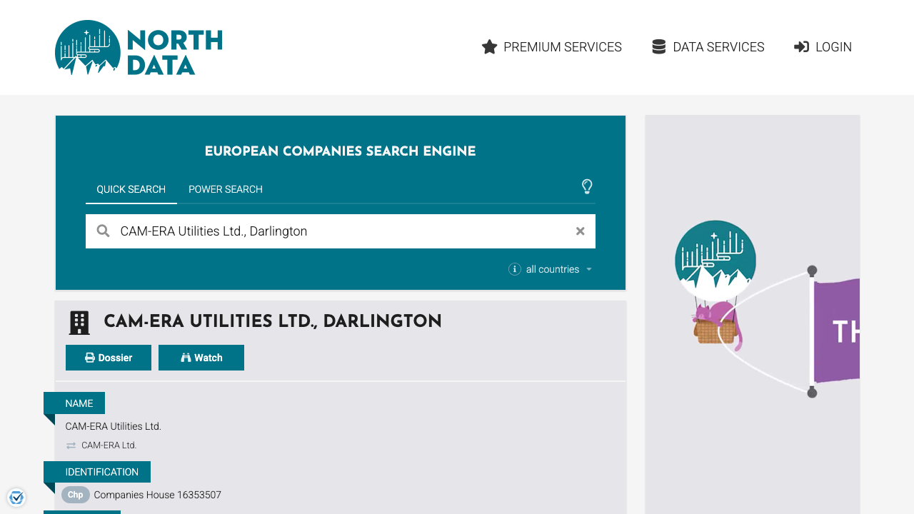 CAM-ERA UTILITIES LTD website preview