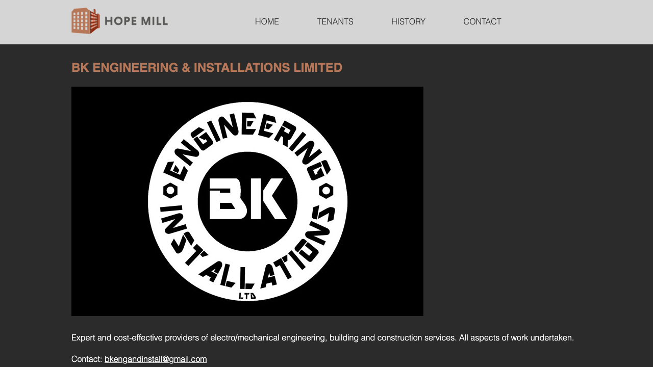BK ENGINEERING AND INSTALLATIONS LIMITED website preview