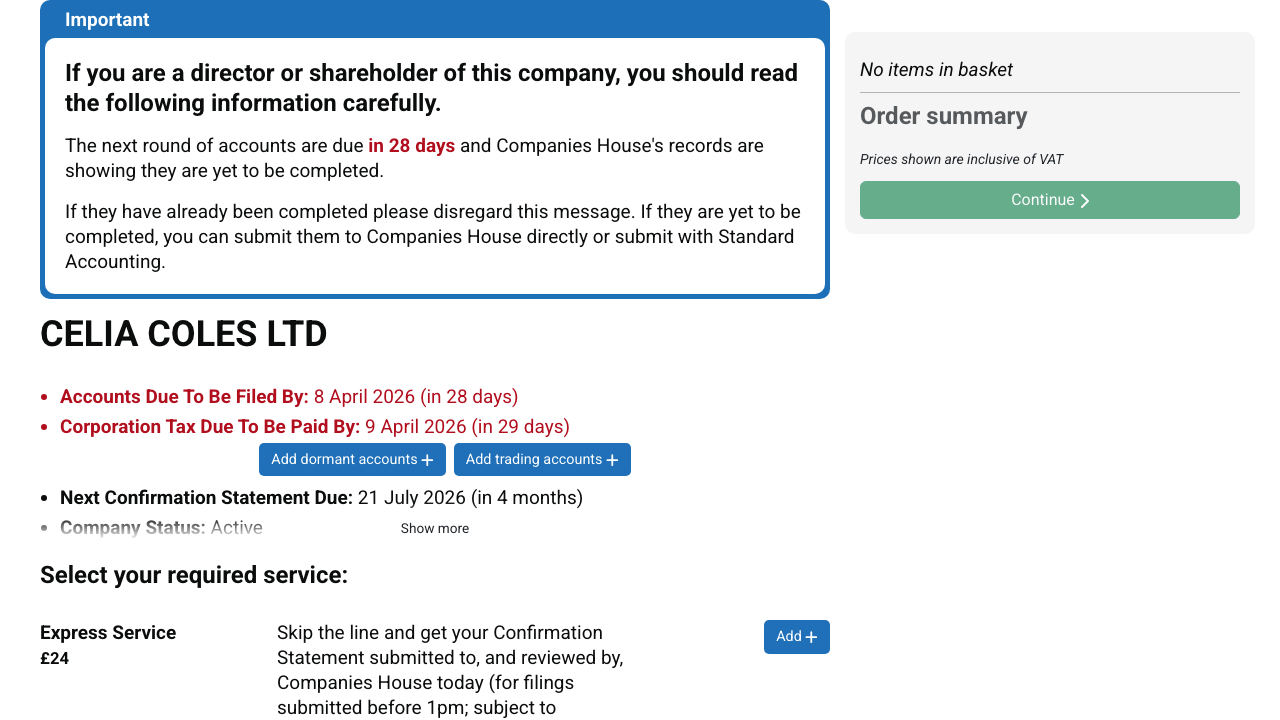 CELIA COLES LTD website preview