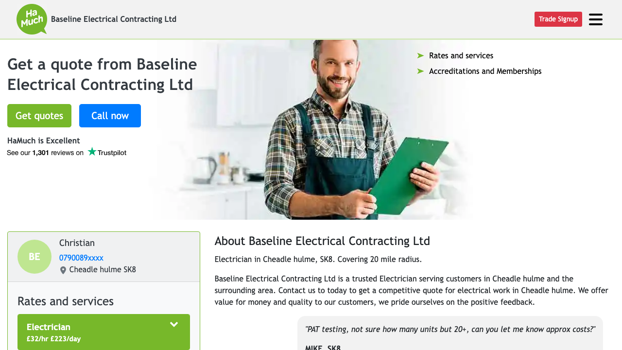 BASELINE ELECTRICAL CONTRACTING LIMITED website preview