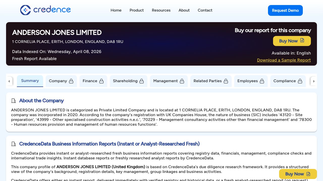 ANDERSON JONES LIMITED website preview