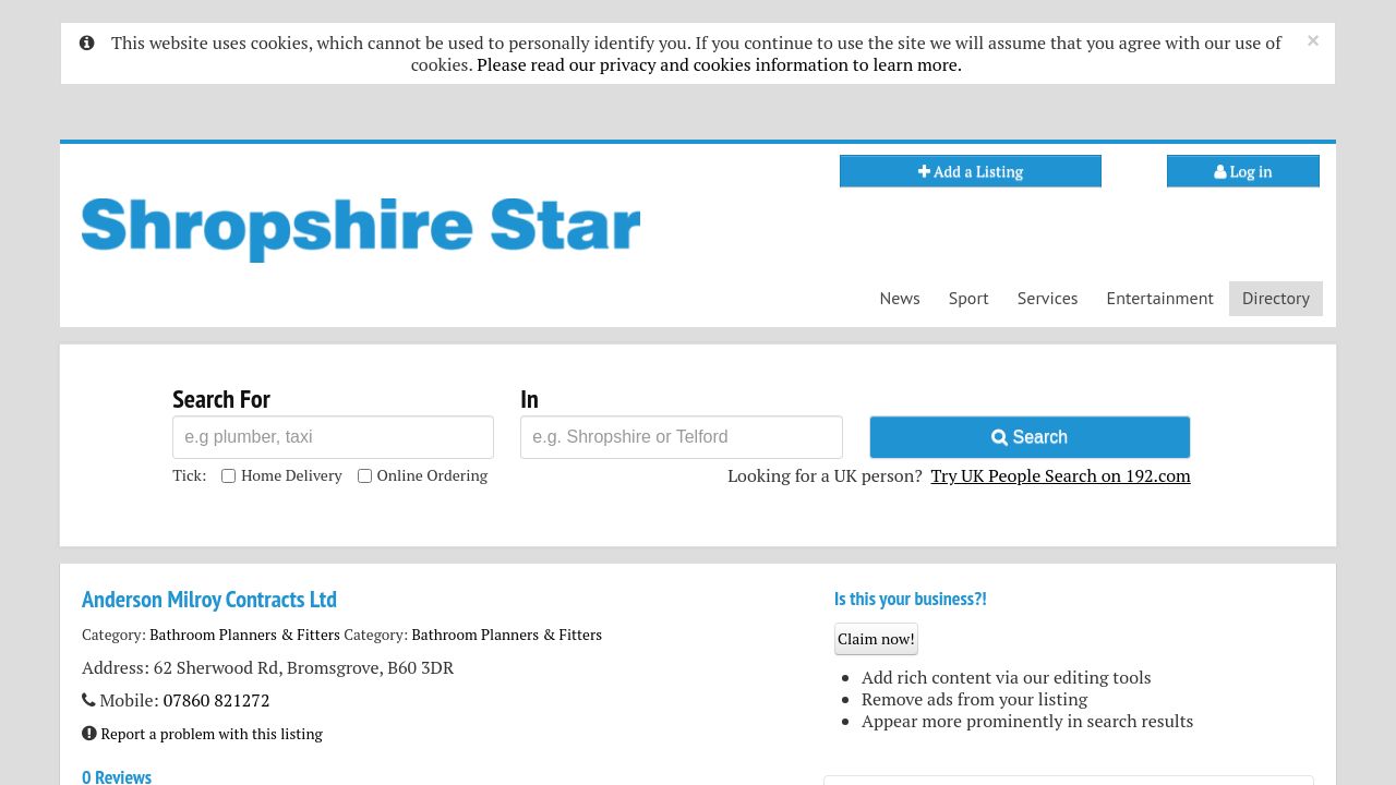 ANDERSON MILROY CONTRACTS LIMITED website preview
