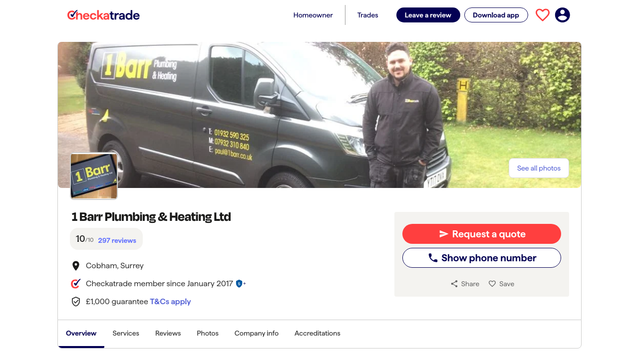 1 BARR PLUMBING & HEATING LTD website preview