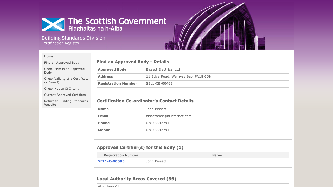 BISSETT ELECTRICAL LIMITED website preview