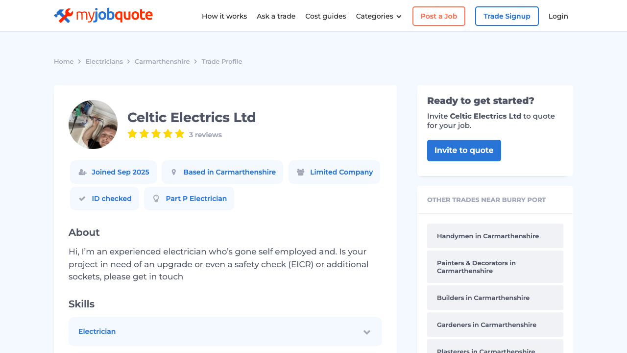 CELTIC ELECTRICS LTD website preview