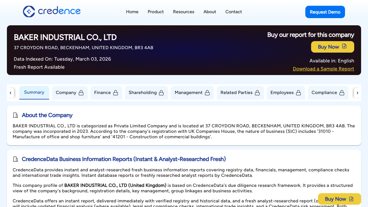 BAKER INDUSTRIAL CO., LTD website preview