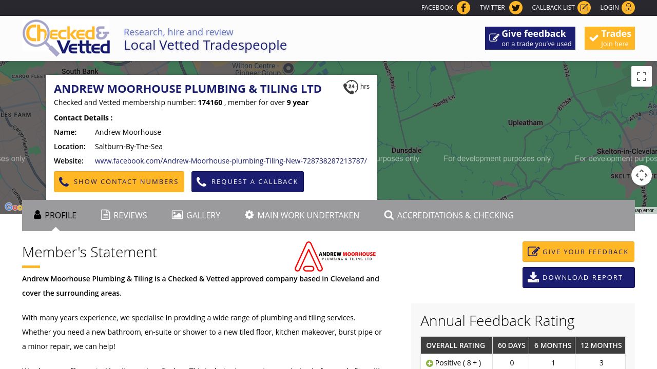 ANDREW MOORHOUSE PLUMBING & TILING LIMITED website preview