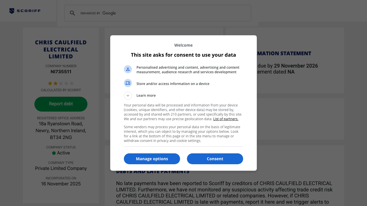 CHRIS CAULFIELD ELECTRICAL LIMITED website preview